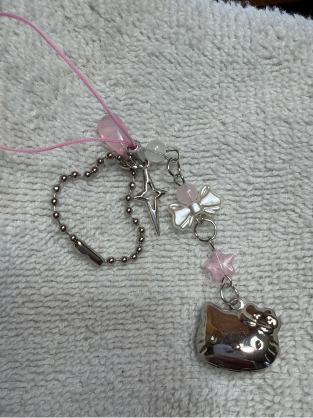 🌹5 for $25🌹Hello Kitty Pink and Silver Charm Phone Strap or Bag Charm